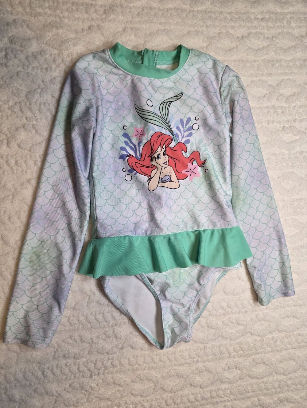 Girls' Long-Sleeve Ariel Mermaid Rash Guard